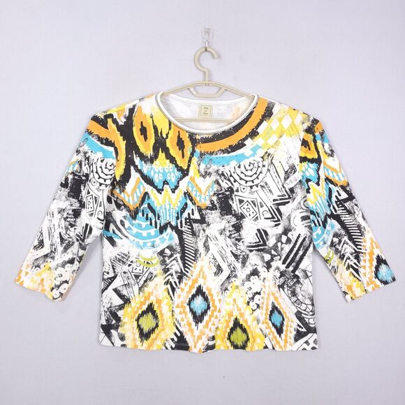 Jess & Jane Tops - Jess & Jane Top Shirt Womens Size 1X Pullover Geometric Abstract 3/4 Sleeves